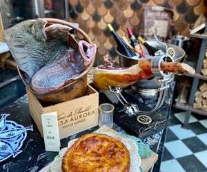 Wine and Jamon on bar top