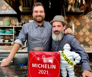Chefs Marcos and Erwin with Michelin award