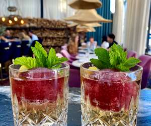 Mint garnished cocktails