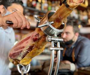 Chef Campos behing Jamon Iberico