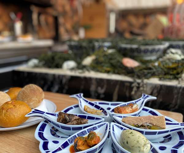 Blue patterned dishes